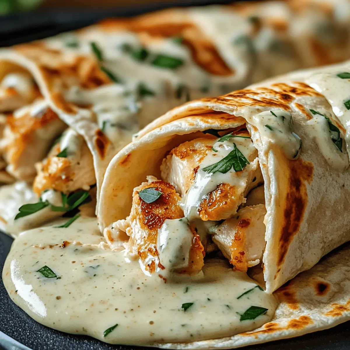 Savory Chicken Wraps with Garlic Cream Sauce