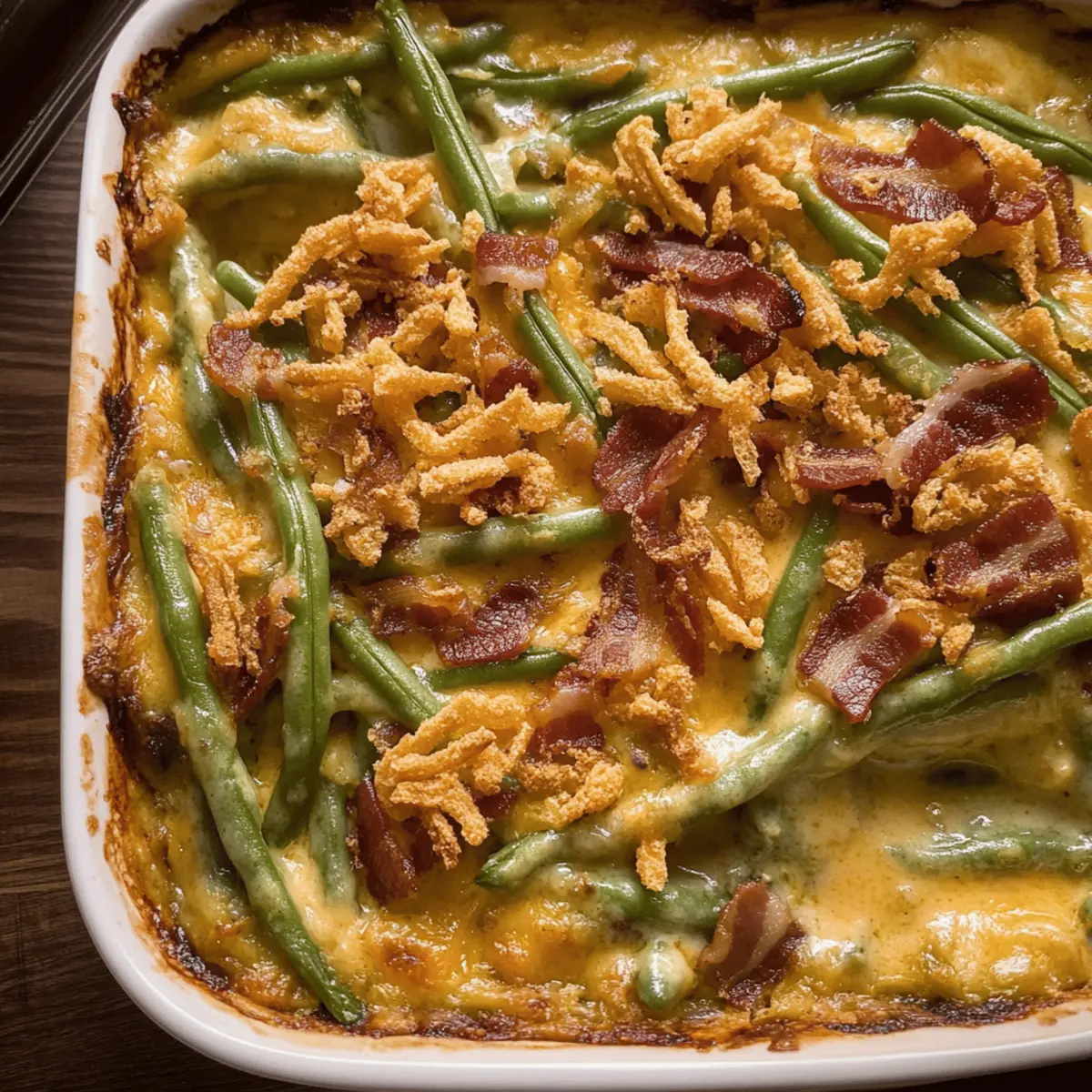 Cheesy Bacon Green Bean Casserole