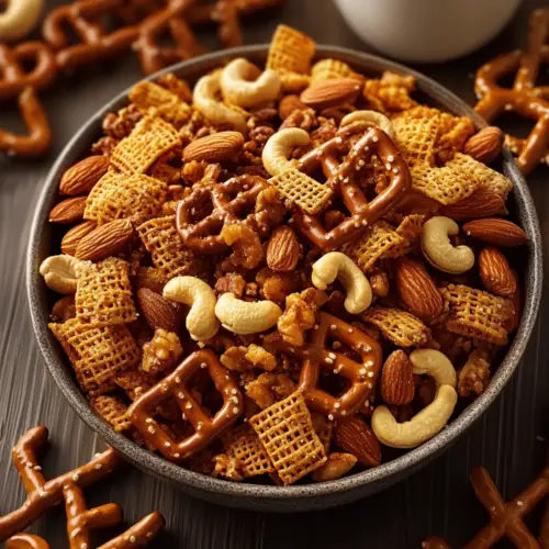 Crunchy Spicy Nutty Snack Mix