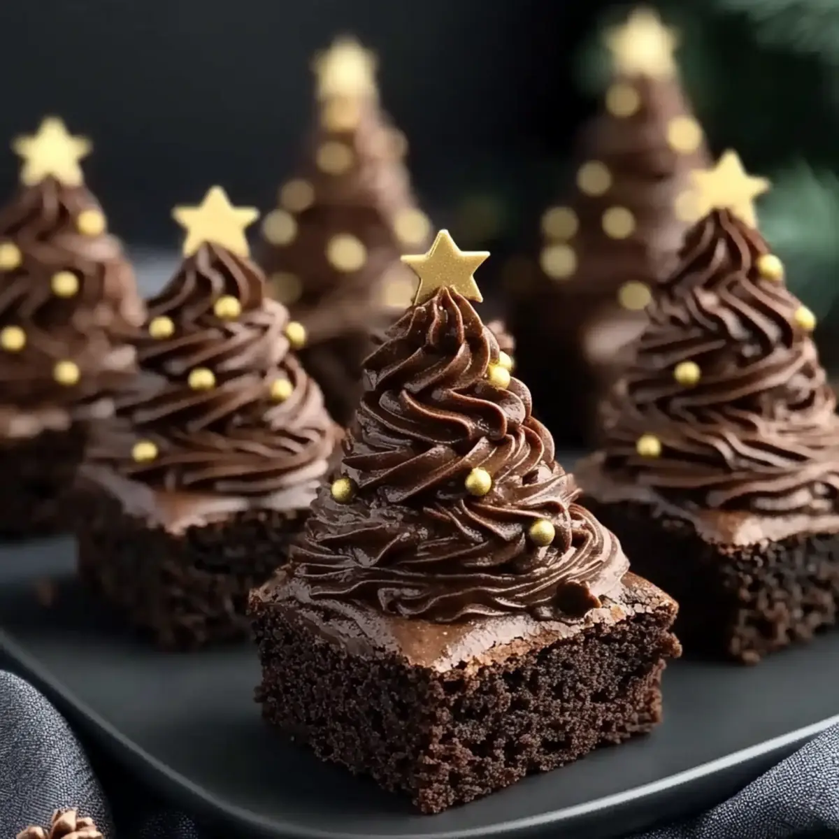 Christmas Tree Brownies with Chocolate Buttercream