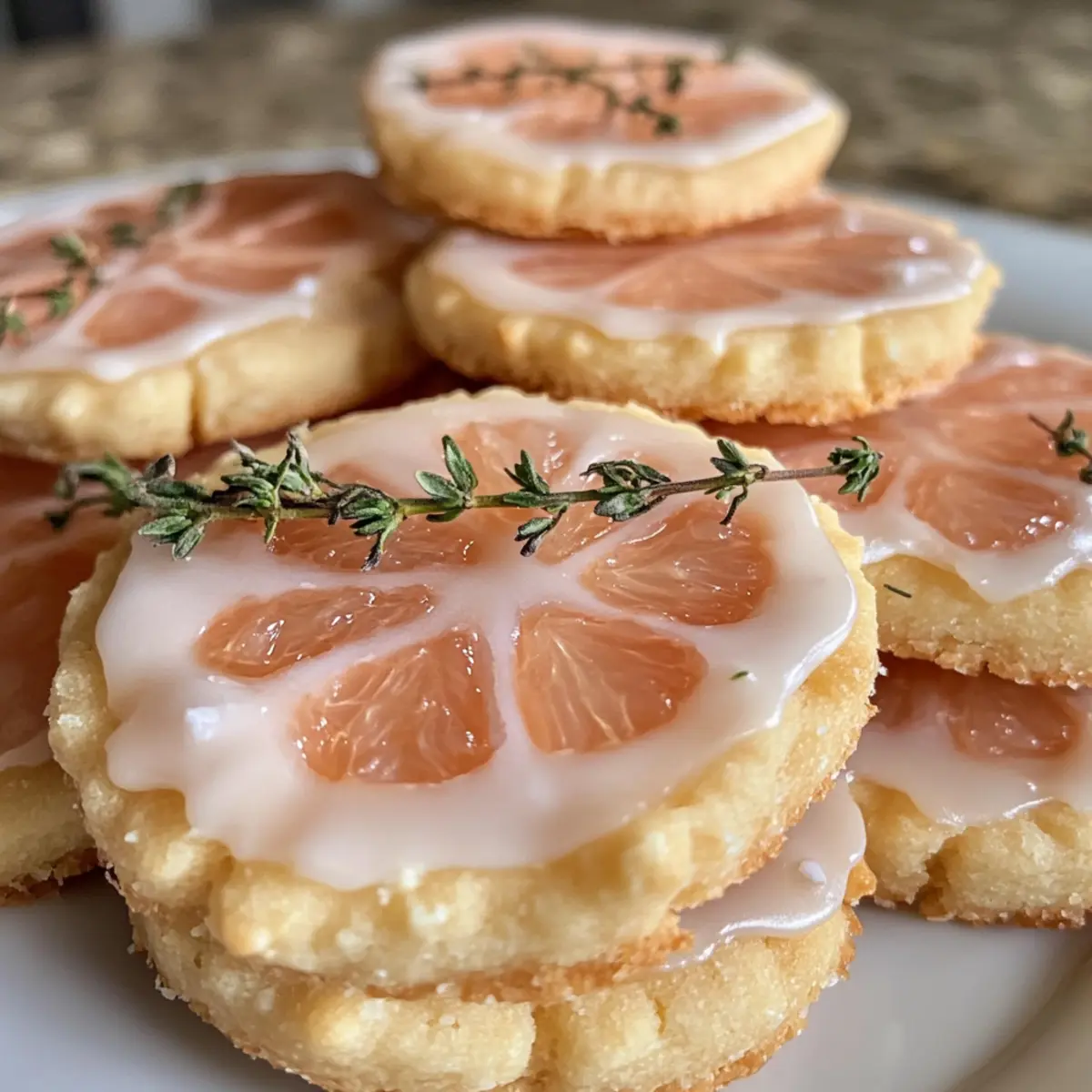 Pink Grapefruit and Thyme Vegan Shortbread Cookie