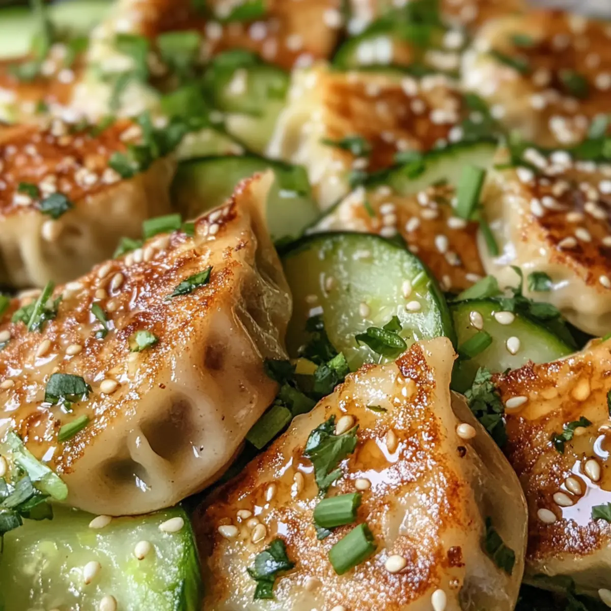 Dumpling and Smashed Cucumber Salad with Peanut Sauce