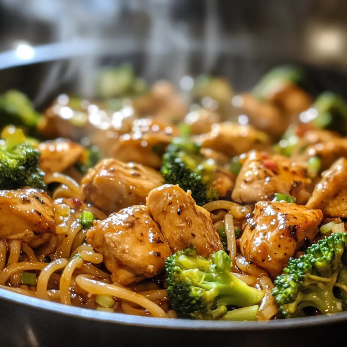Spicy Garlic Chicken and Broccoli Noodle Bowls