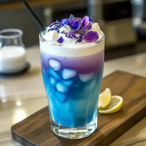 Iced Butterfly Pea Flower Tea Latte