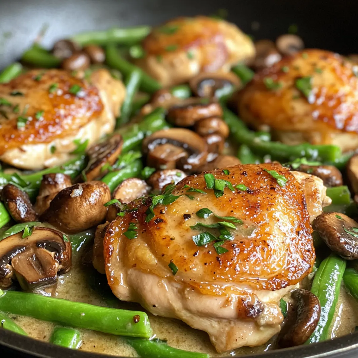 Chicken and Green Beans in Creamy Mushroom Sauce