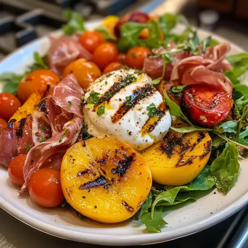 Grilled Nectarine Burrata Prosciutto Salad