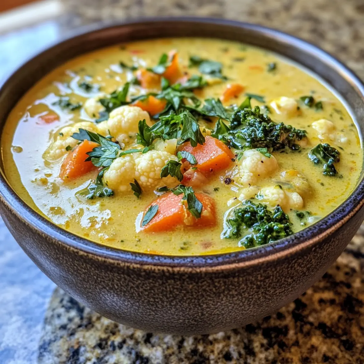 Curried Cauliflower And Kale Soup