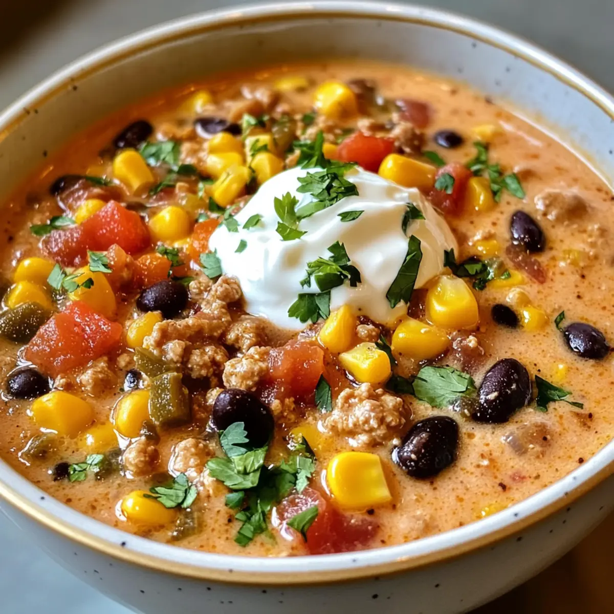 Creamy High-Protein Taco Soup