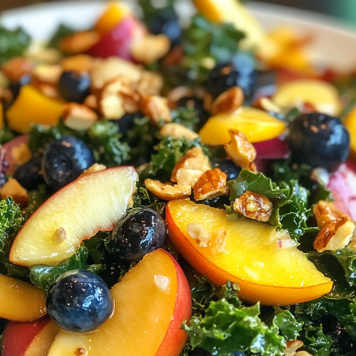 Summer Peach Blueberry Kale Salad