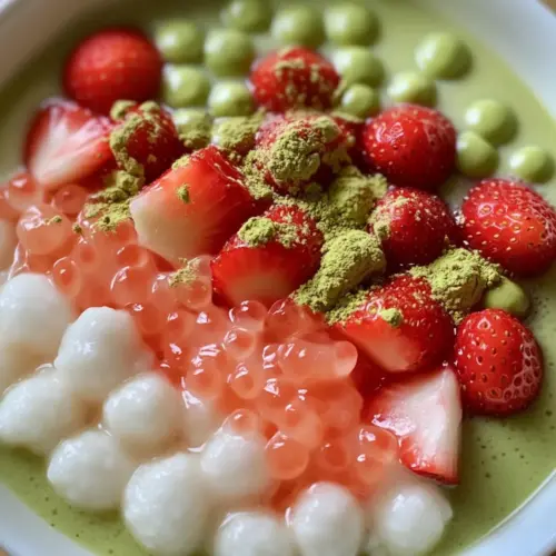 Strawberry Matcha Sago