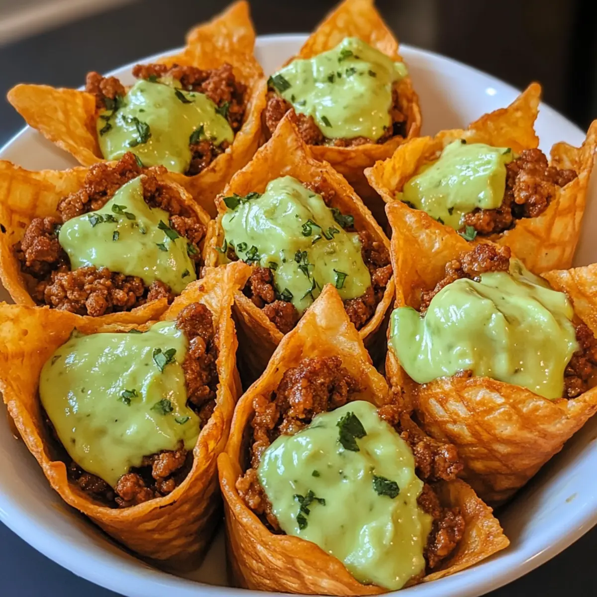 Crispy Cheesy Beef Cones