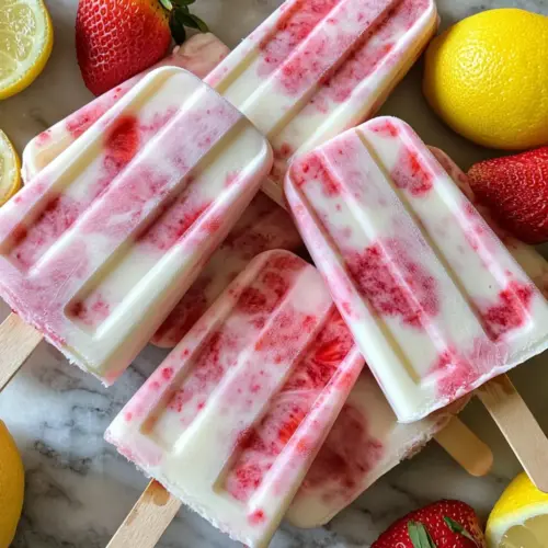 Strawberry Lemonade Greek Yogurt Popsicles