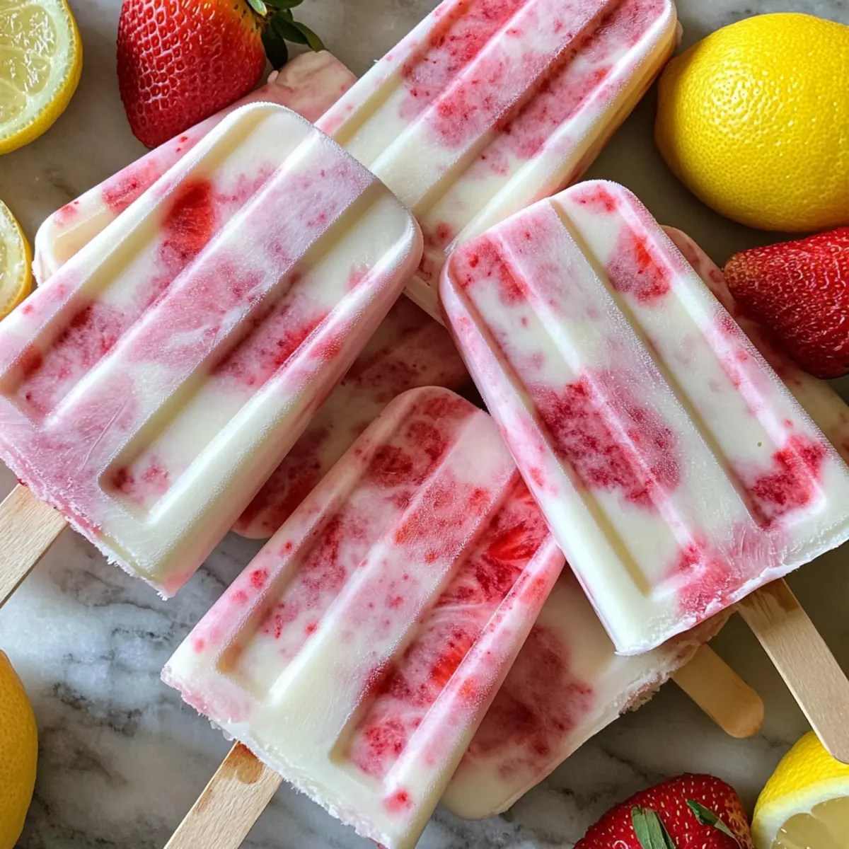 Strawberry Lemonade Greek Yogurt Popsicles