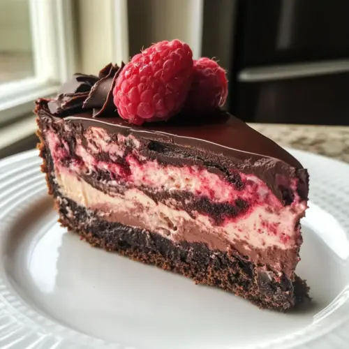 Rich Dark Chocolate Raspberry Cheesecake