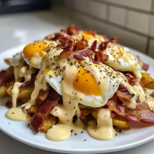 Breakfast Poutine with Hollandaise Sauce