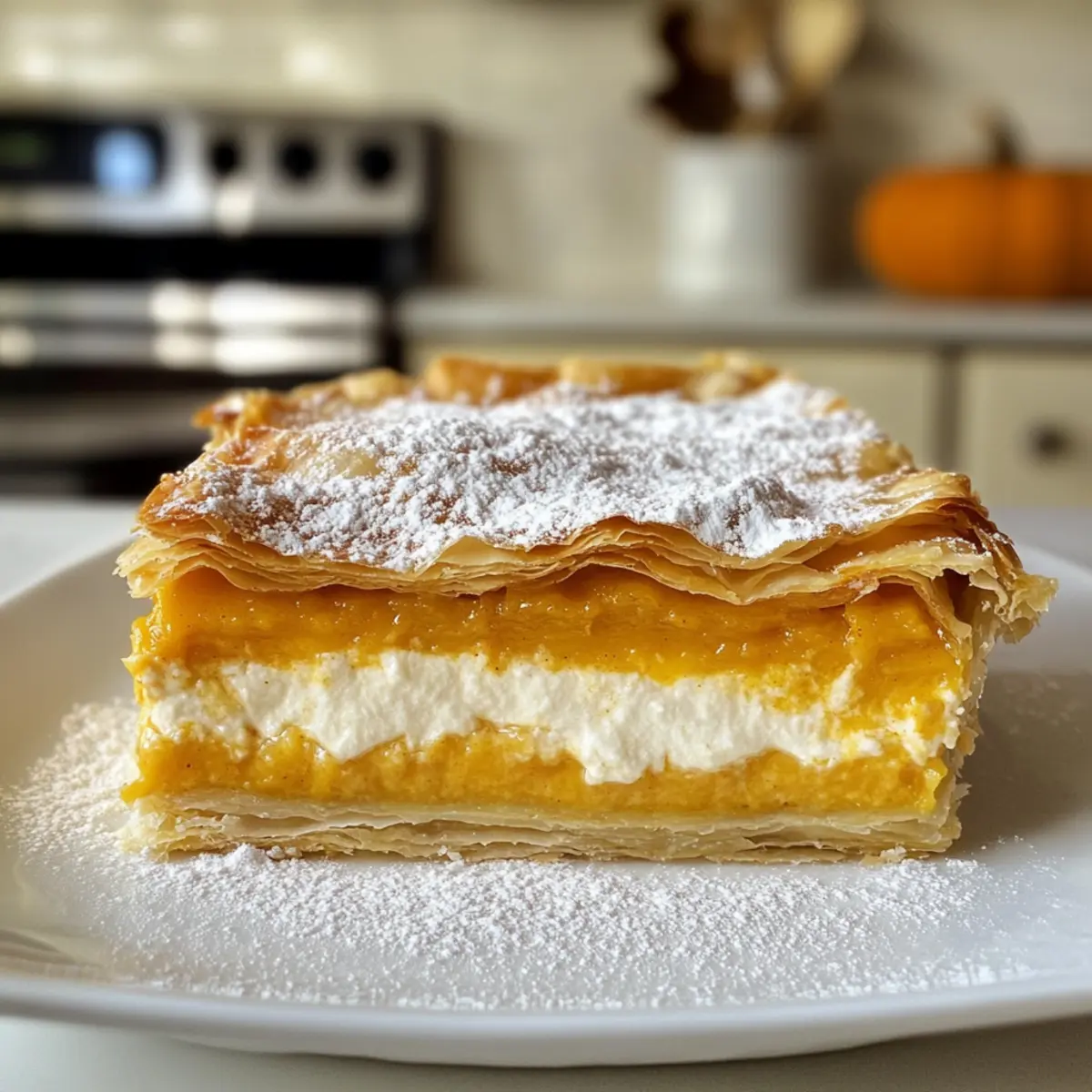 Pumpkin Custard Crinkle Filo Pie