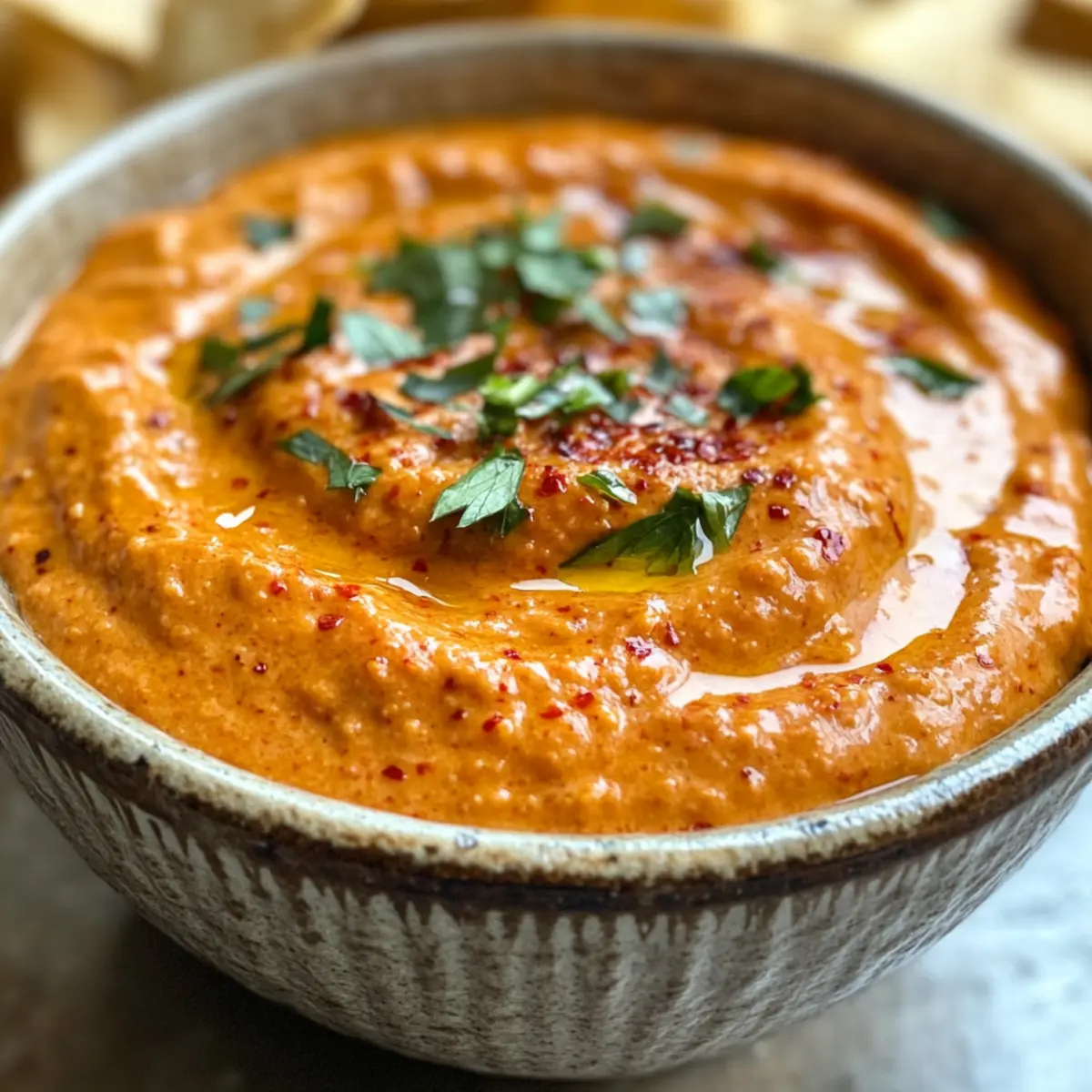Creamy Roasted Red Pepper and Garlic Dip