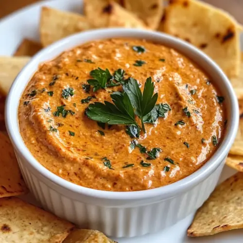 Creamy Roasted Red Pepper and Garlic Dip