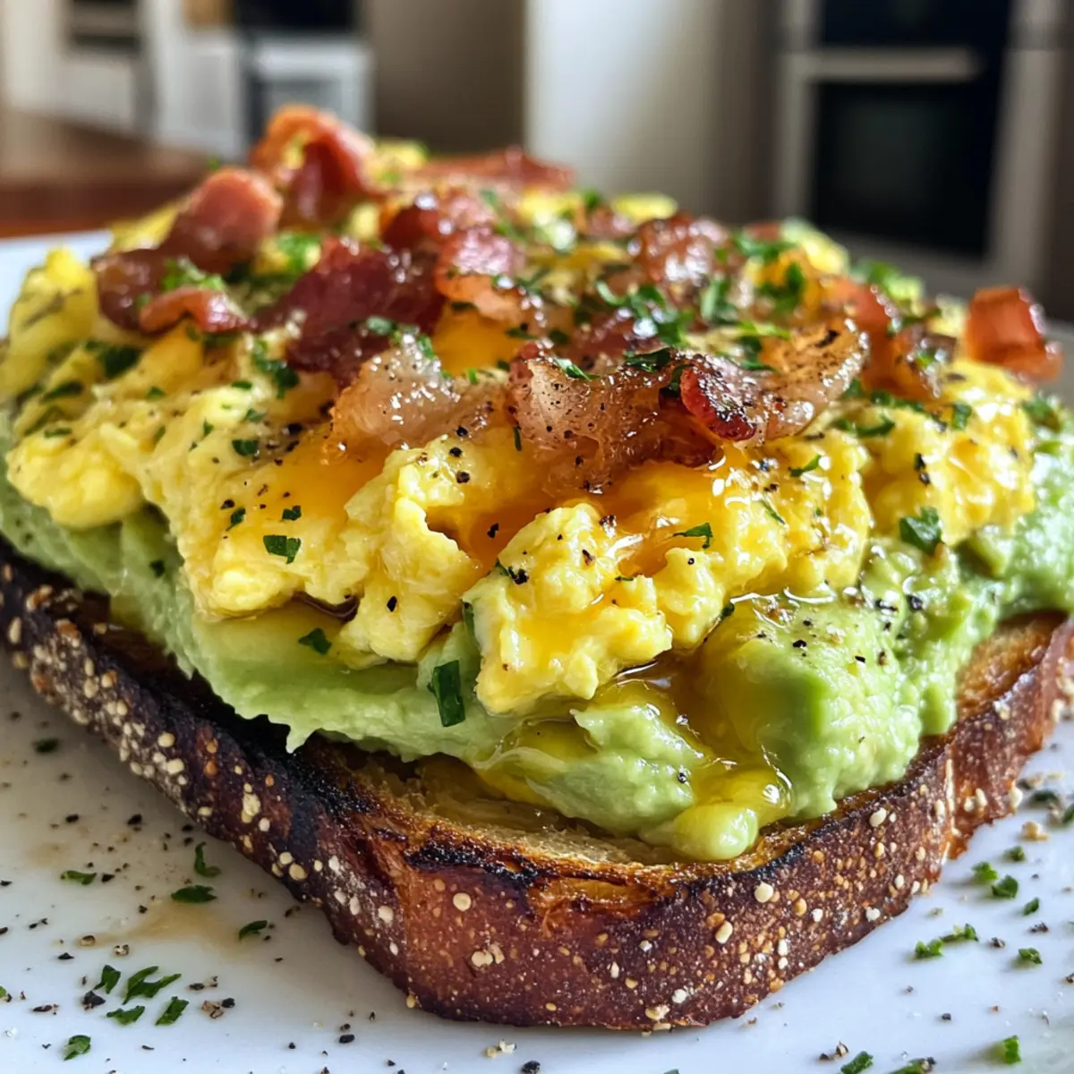 Avocado, Bacon and Egg Toasts with Hot Honey