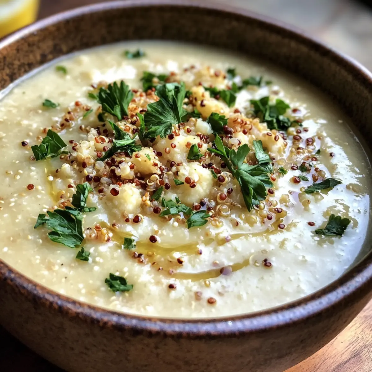 Asiago Roasted Garlic Cauliflower Soup