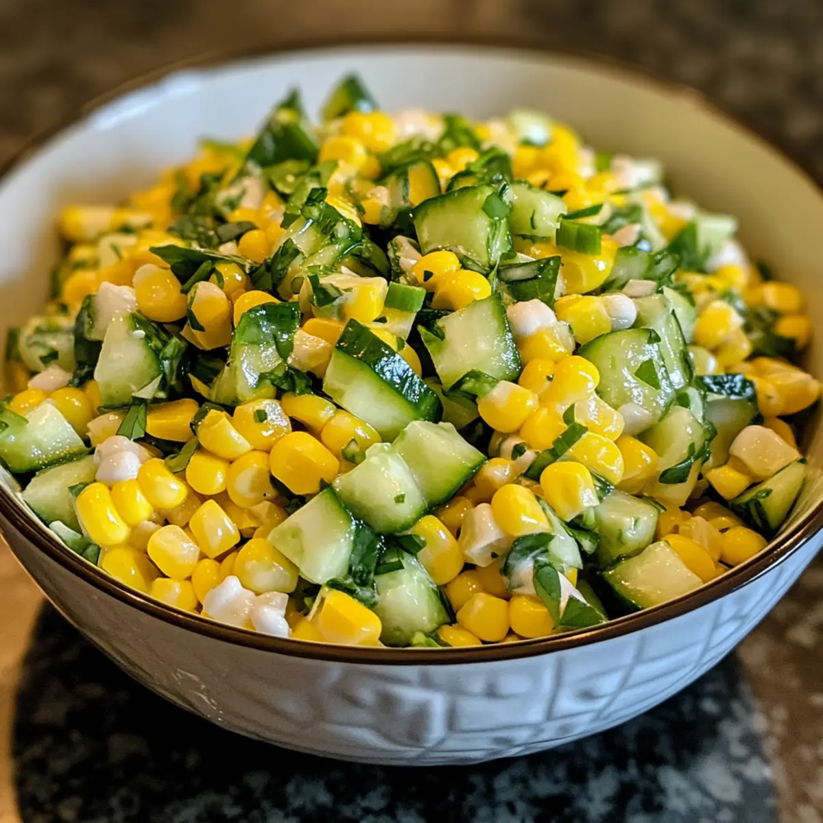 Corn and Cucumber Salad with Basil and Chives